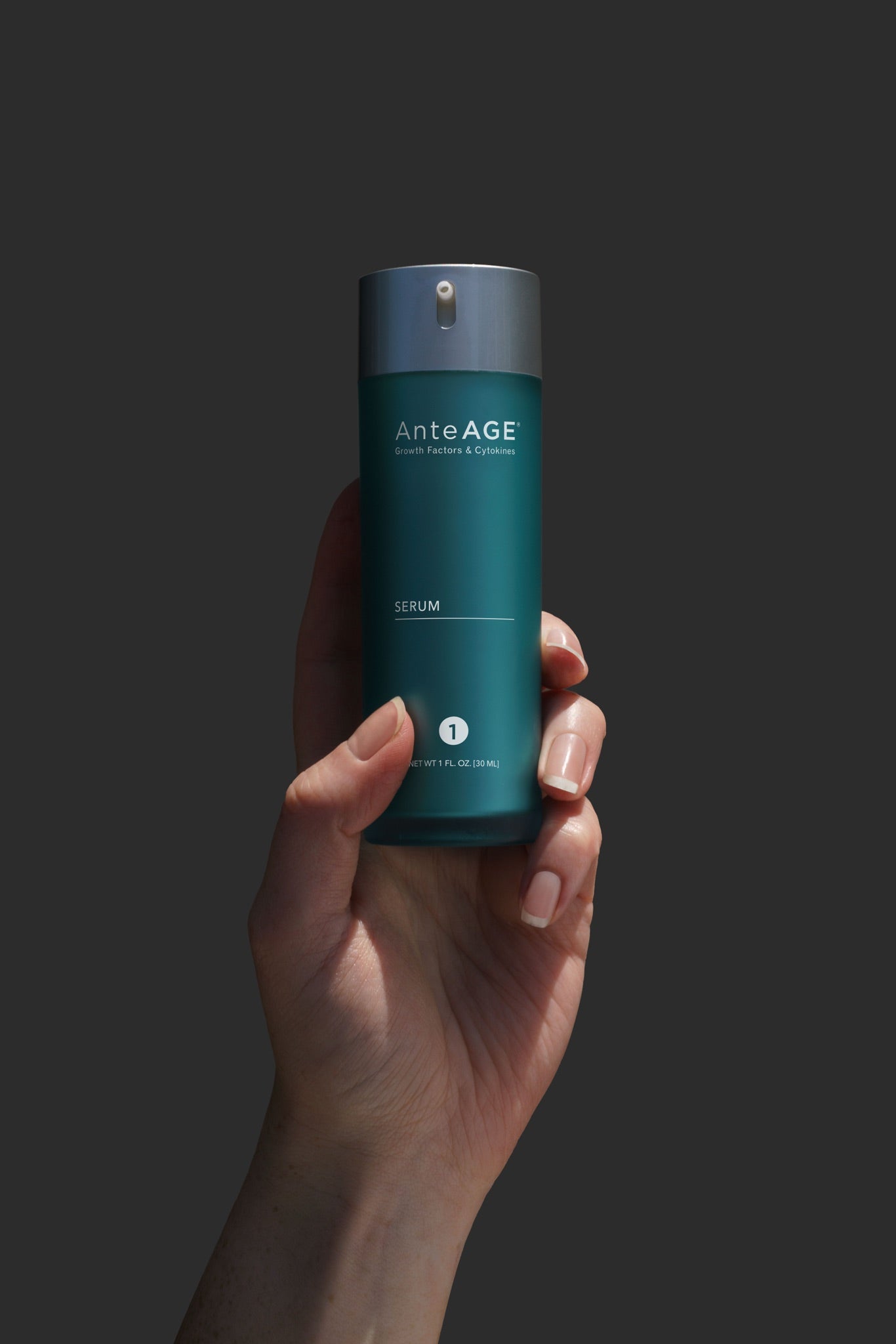 AnteAGE Serum held in hand
